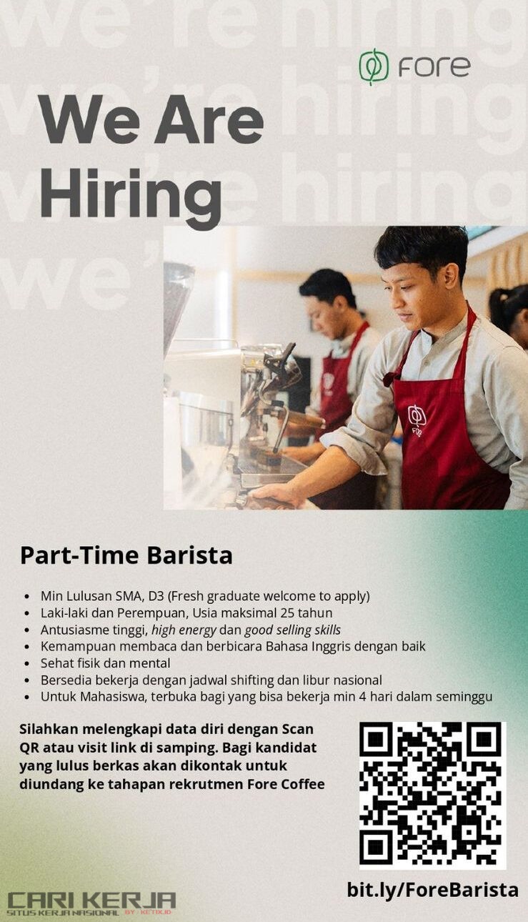 Lowongan Kerja Medan Barista Fore Coffee – Part-Time